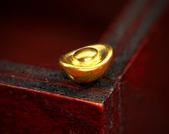 24K Pure Gold Bead Wealth Gold Ingot for Bracelet Necklace Jewelry Making Luxury Bead DIY