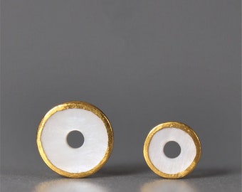 6/8/10mm White Fritillaria Plated 24K Pure Gold Spacer Beads  for DIY Jewelry Making