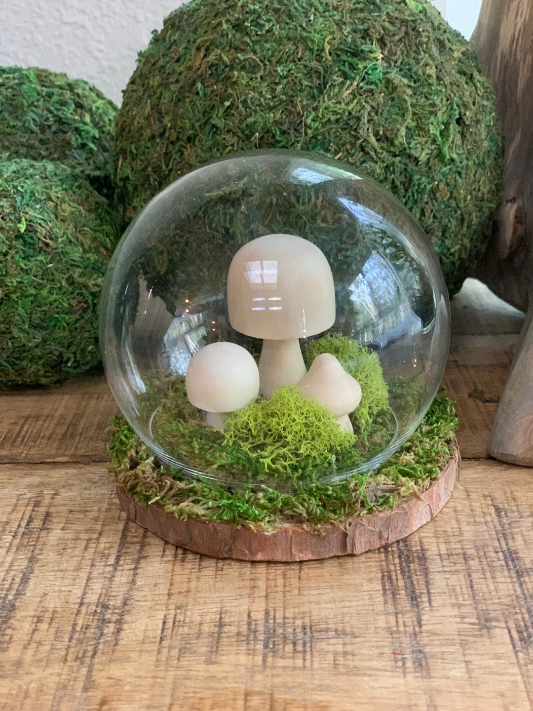 Wildpretii Moss Mushroom Cloche Decor Etsy