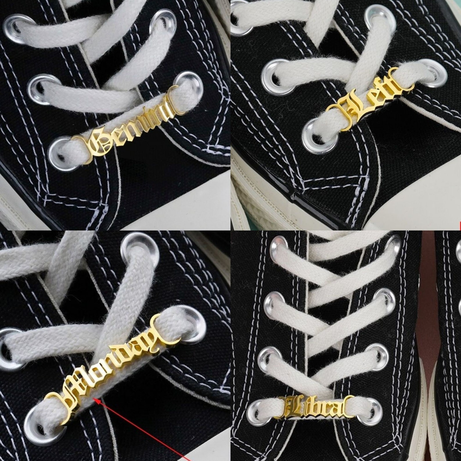 Personalized Name Shoe Buckle in Gold/Custom Shoelace Clips Etsy