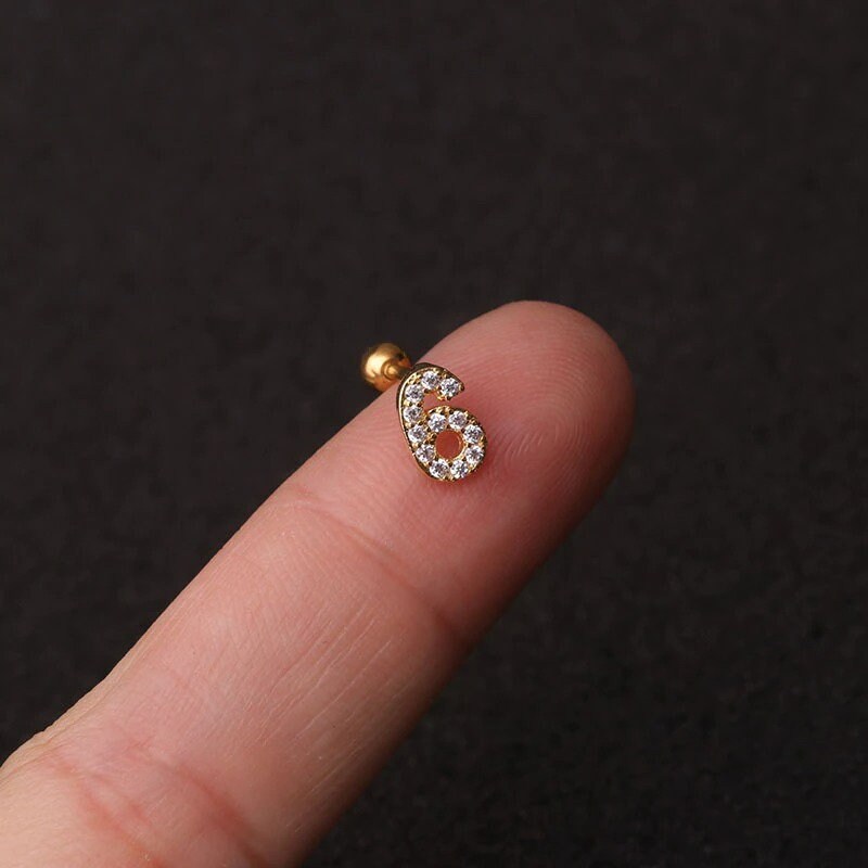 Number Stud Earring 14k Gold/Any Number Ear Stud/Numeral Stud Etsy