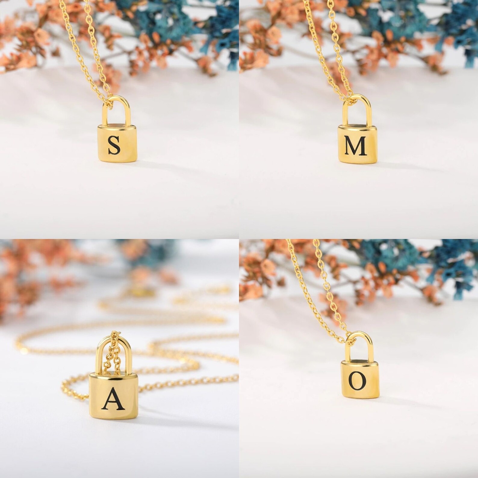 Initial Padlock Necklace/The Lock Initial Pendant Etsy