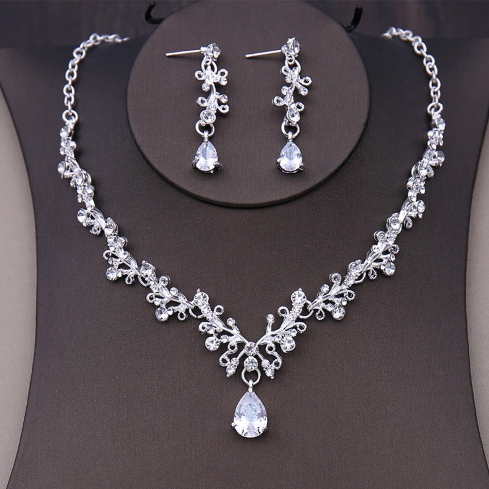 Plastic Bridal Tiara Jewelry Set Bridal Necklace Earring Etsy