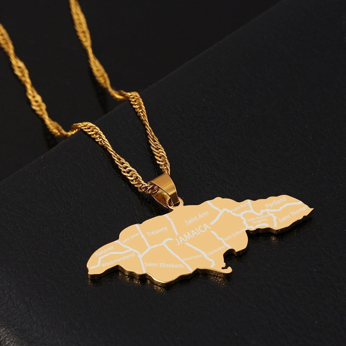 18K Gold Plad Jamaica Map Necklace/Jamaica necklace/Jamaica Etsy