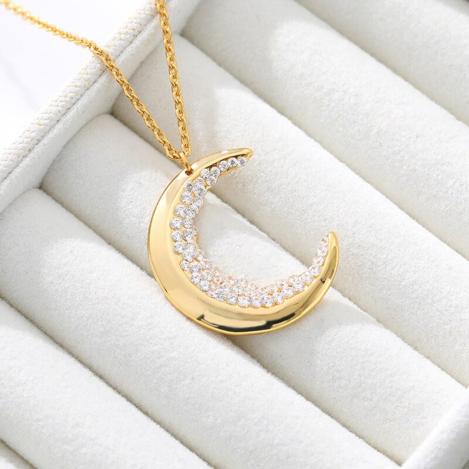 Crescent Moon Necklace Jewelry/Jewelry Gift/Holiday Necklace  Etsy