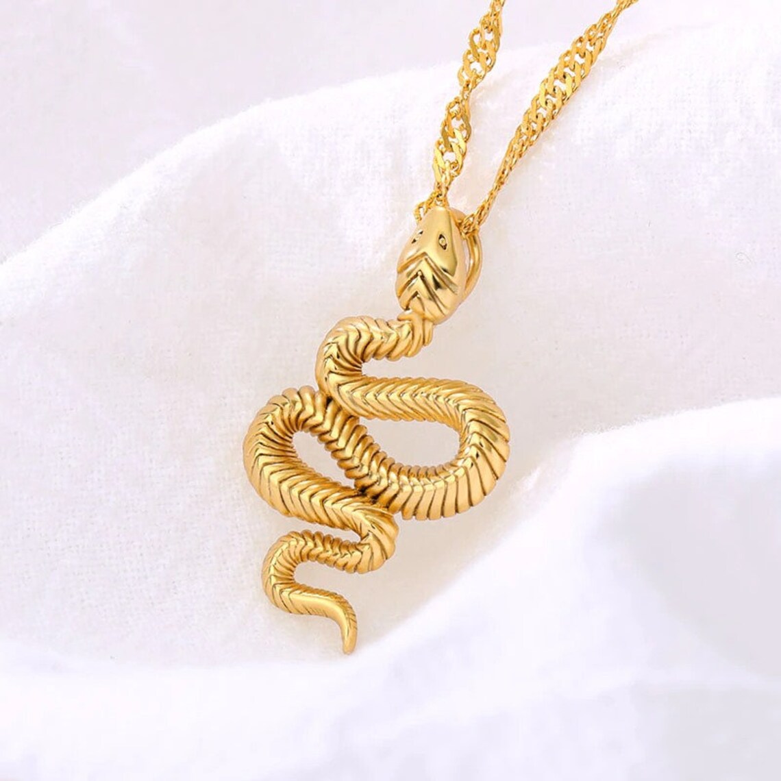 Snake Pendent Necklace/Snake Necklace / Snake Charm Necklace / Etsy