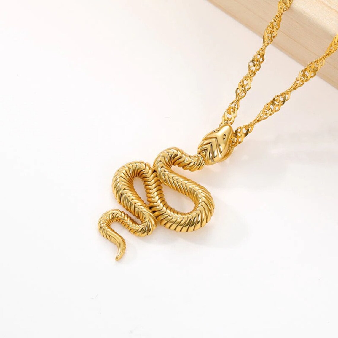 Snake Pendent Necklace/Snake Necklace / Snake Charm Necklace / Etsy