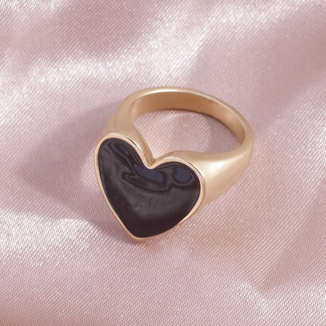 Gold Heart Ring/Love Heart Ring/Cute Heart Ring/Friendship | Etsy