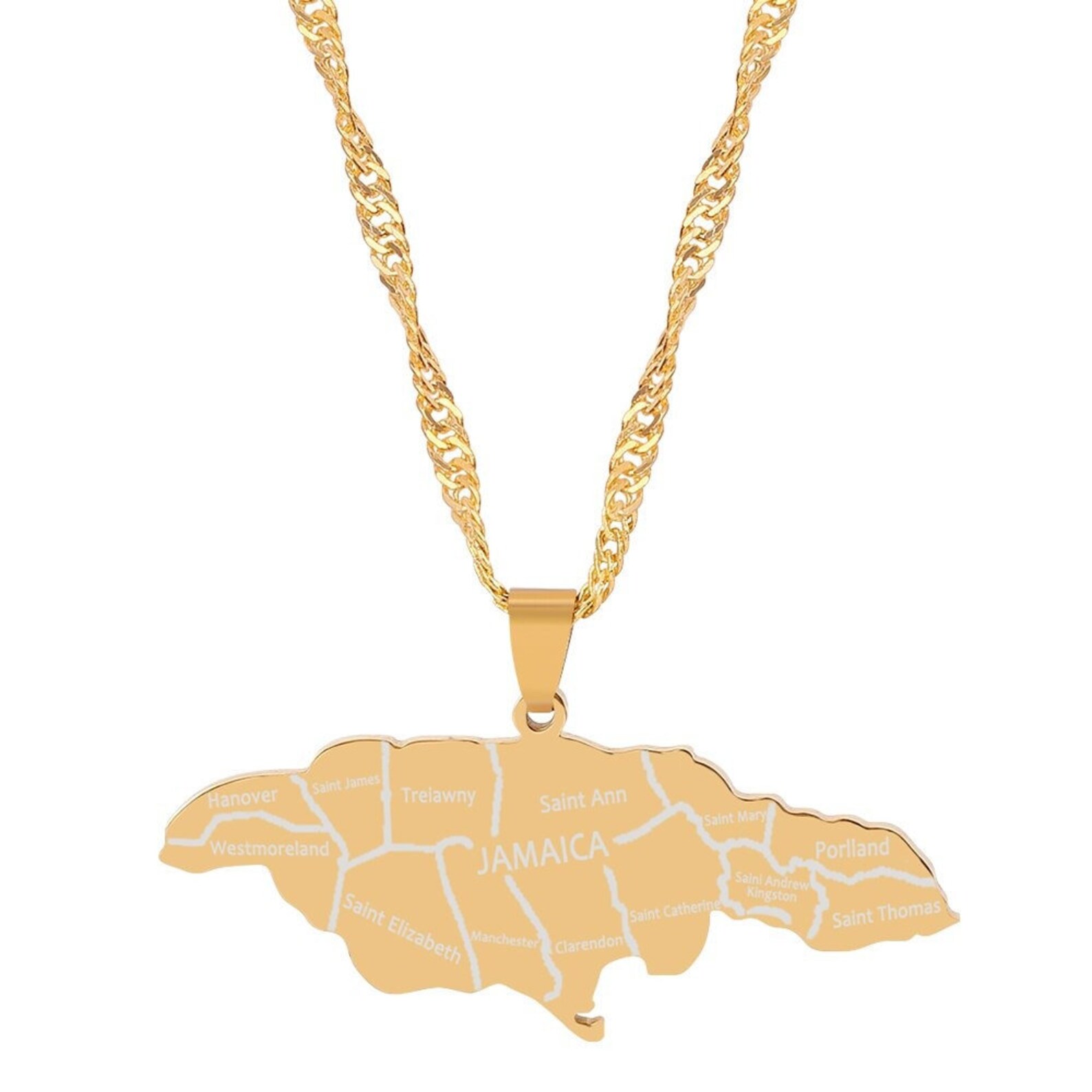 18K Gold Plated Jamaica Map Necklace/Jamaica necklace/Jamaica Etsy