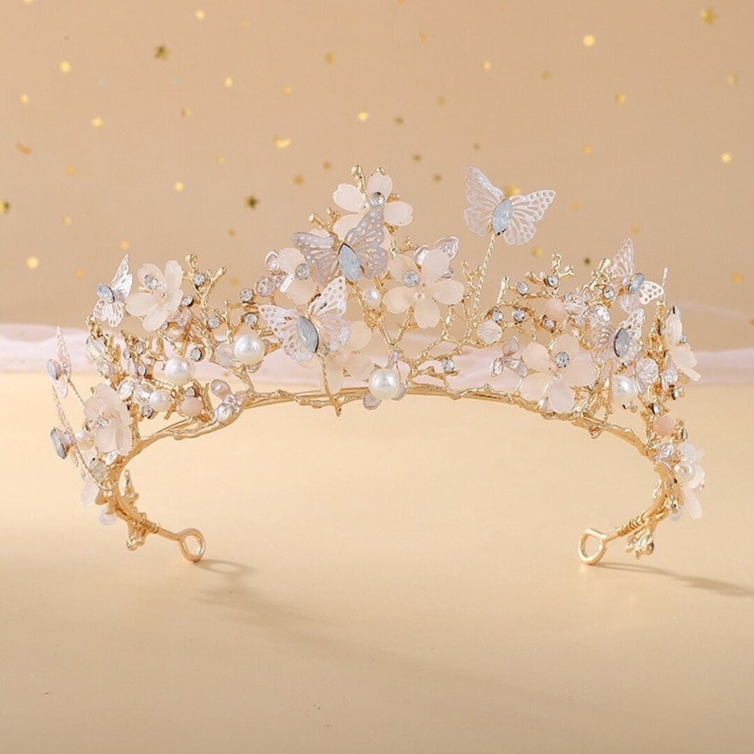 Handmade Butterfly Floral Tiara Silver Butterfly Tiara Etsy