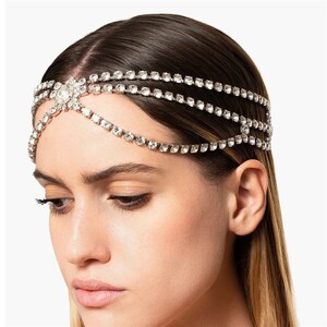 Silver Crystal Star Rhinestone Head Chain Headband Forehead - Etsy