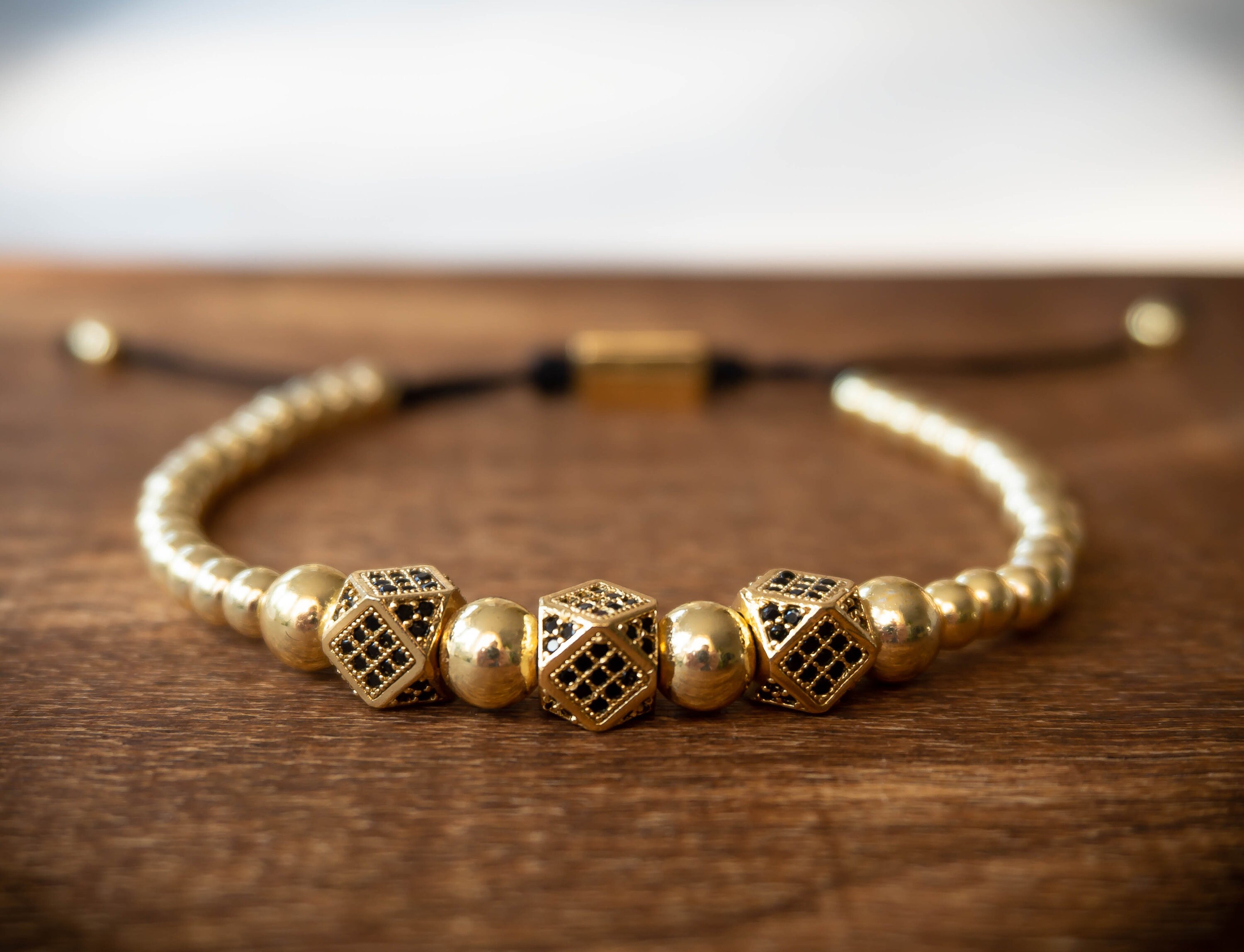 Men's Gold Bead Bracelet and Cuff Set Etsy