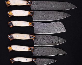 Personalized Damascus Chef Knife Set: Hand-Forged Cooking Gift