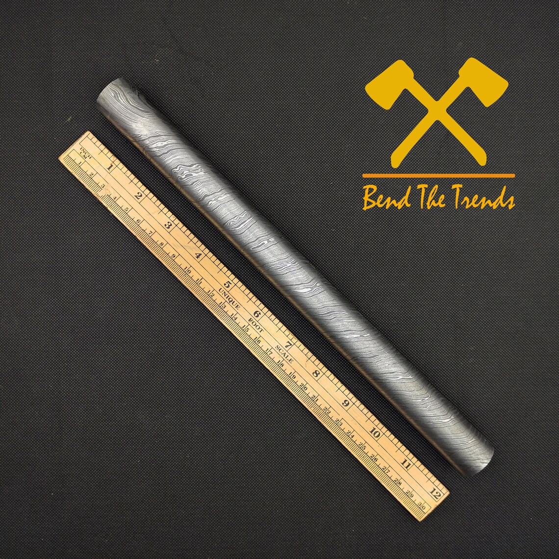 12 X 1 25mm Damascus Steel Rod Billet Bar Hand Etsy