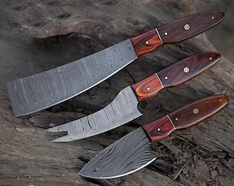 Handmade Damascus Steel Chef Knife Set | Personalized Kitchen Knives