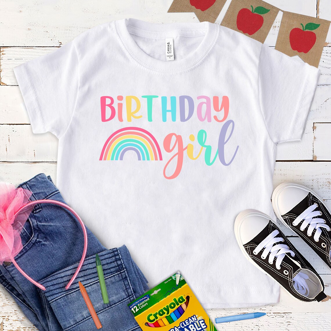 Rainbow Birthday Girl Shirt Birthday Party Tshirt Birthday Etsy