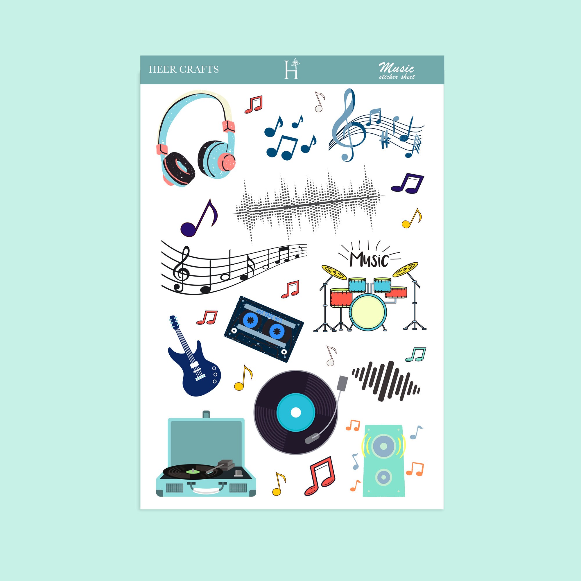 Music Sticker sheet for music lovers Holiday gift for | Etsy