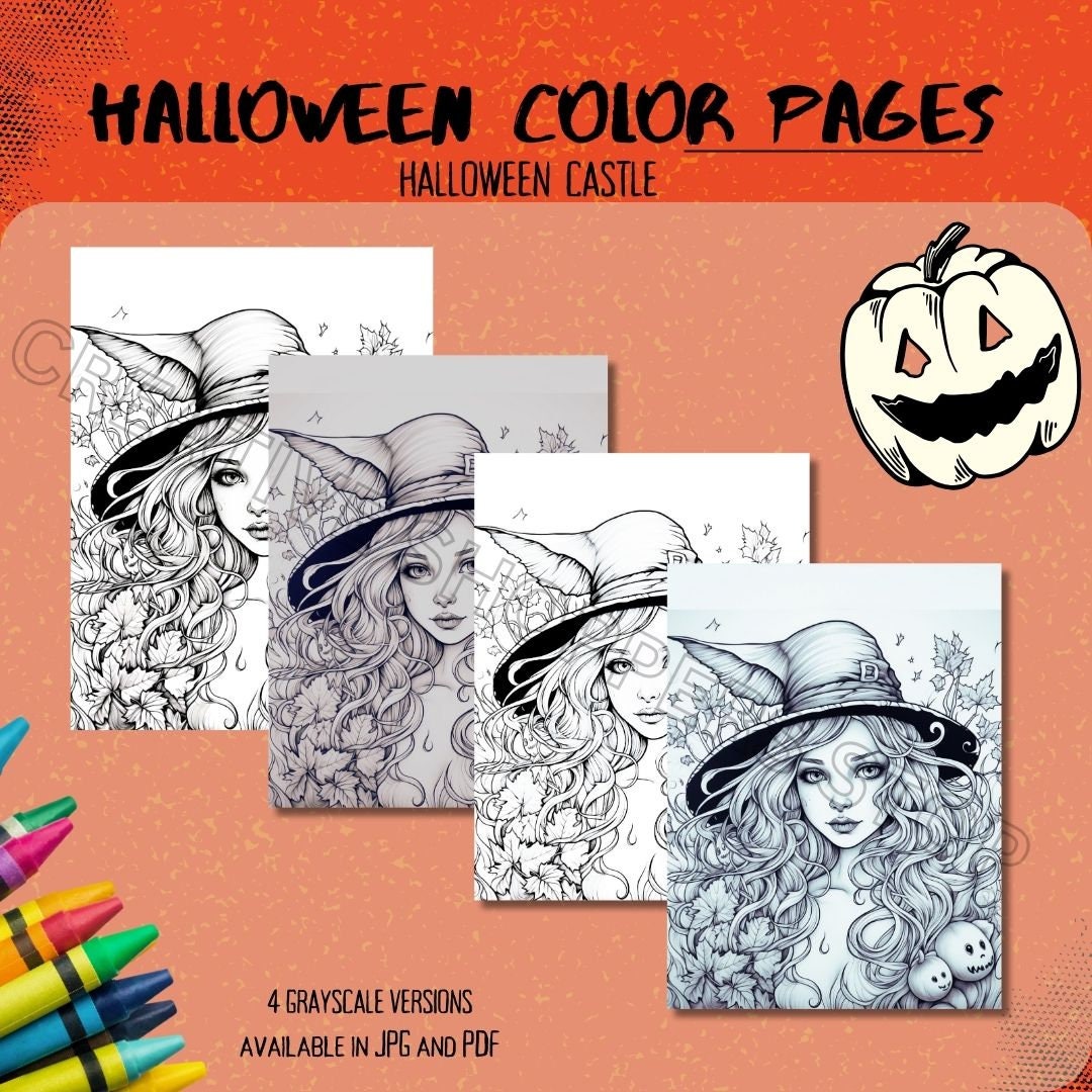 Cute Witch | Coloring Page | Printable Adult Kids Halloween Colouring ...