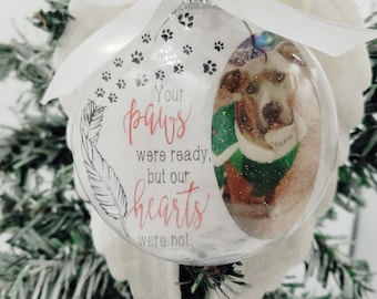 Ornament with White Wings; Gift for loved one; Floating Ornament; Christmas Ornament; Personalized Photo Ornament;Keepsake;Grief Gift;
