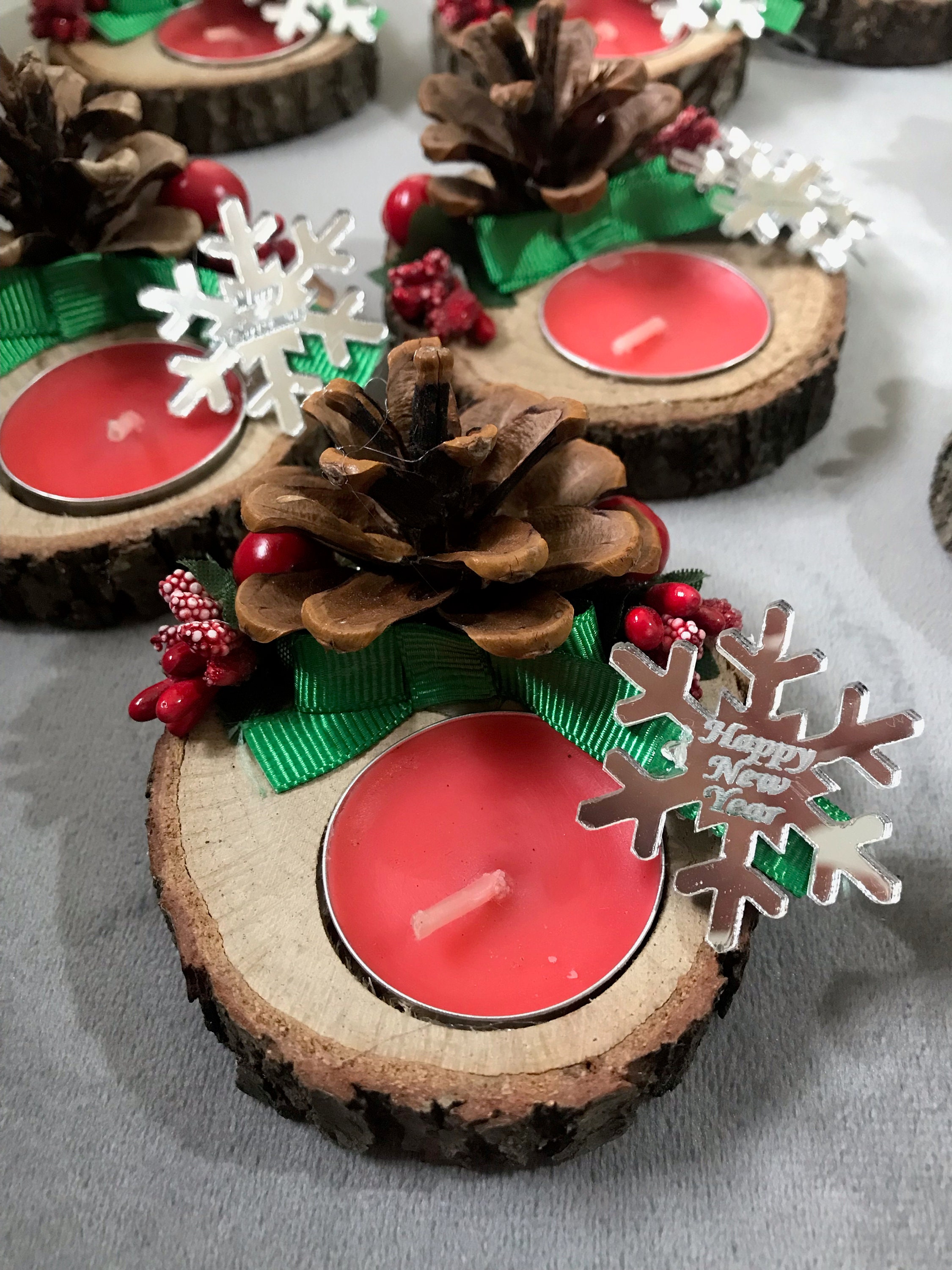 Christmas Tealight Holder Favors Wooden Tealight Candle Etsy