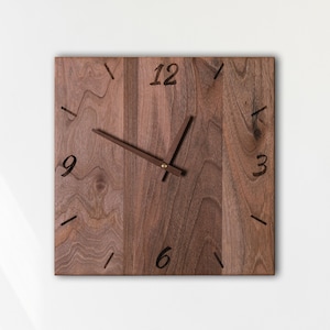Wooden wall clock, Square wall clock, Modern clock, Minimalist Clock, Unique clock, Silent clock, Naturdeco