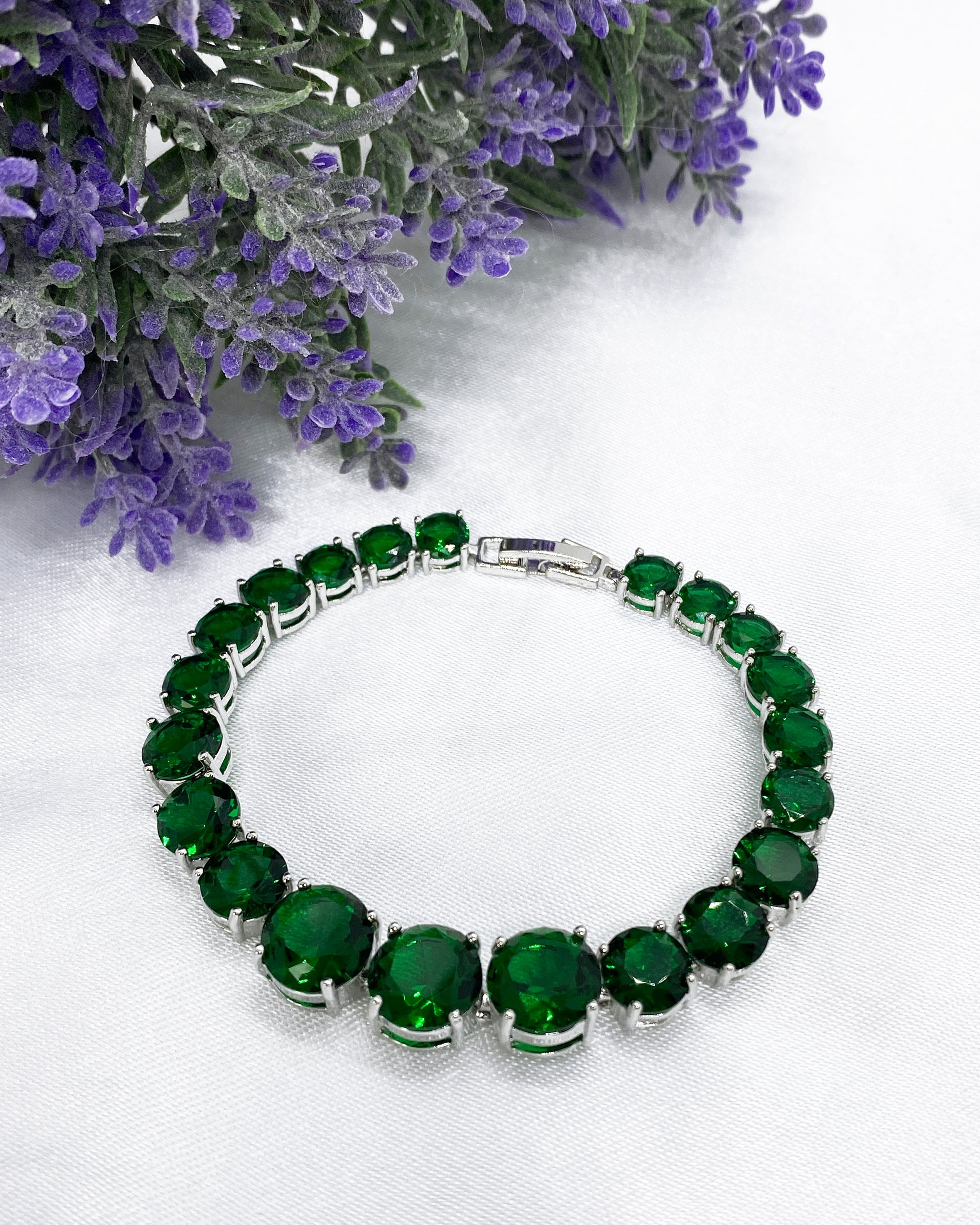 Emerald Green CZ Bracelet Sterling Silver Crystal Bracelet | Etsy