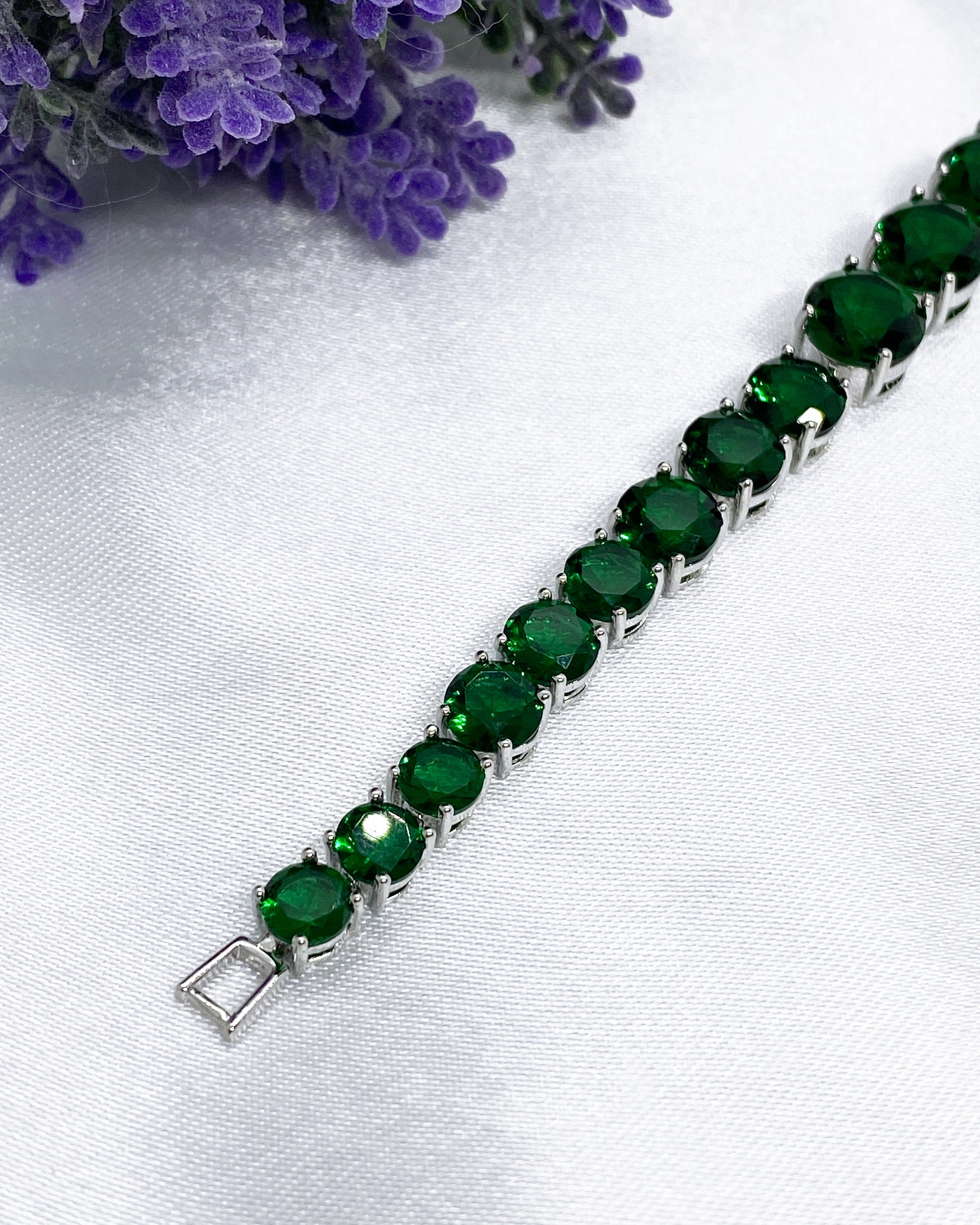 Emerald Green CZ Bracelet Sterling Silver Crystal Bracelet | Etsy