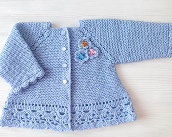 Cárdigan tejido a mano para bebé, suéter suave para bebé de 12 a 24 meses, regalo para baby shower, cárdigan acogedor para bebé, ropa de bebé hecha a mano
