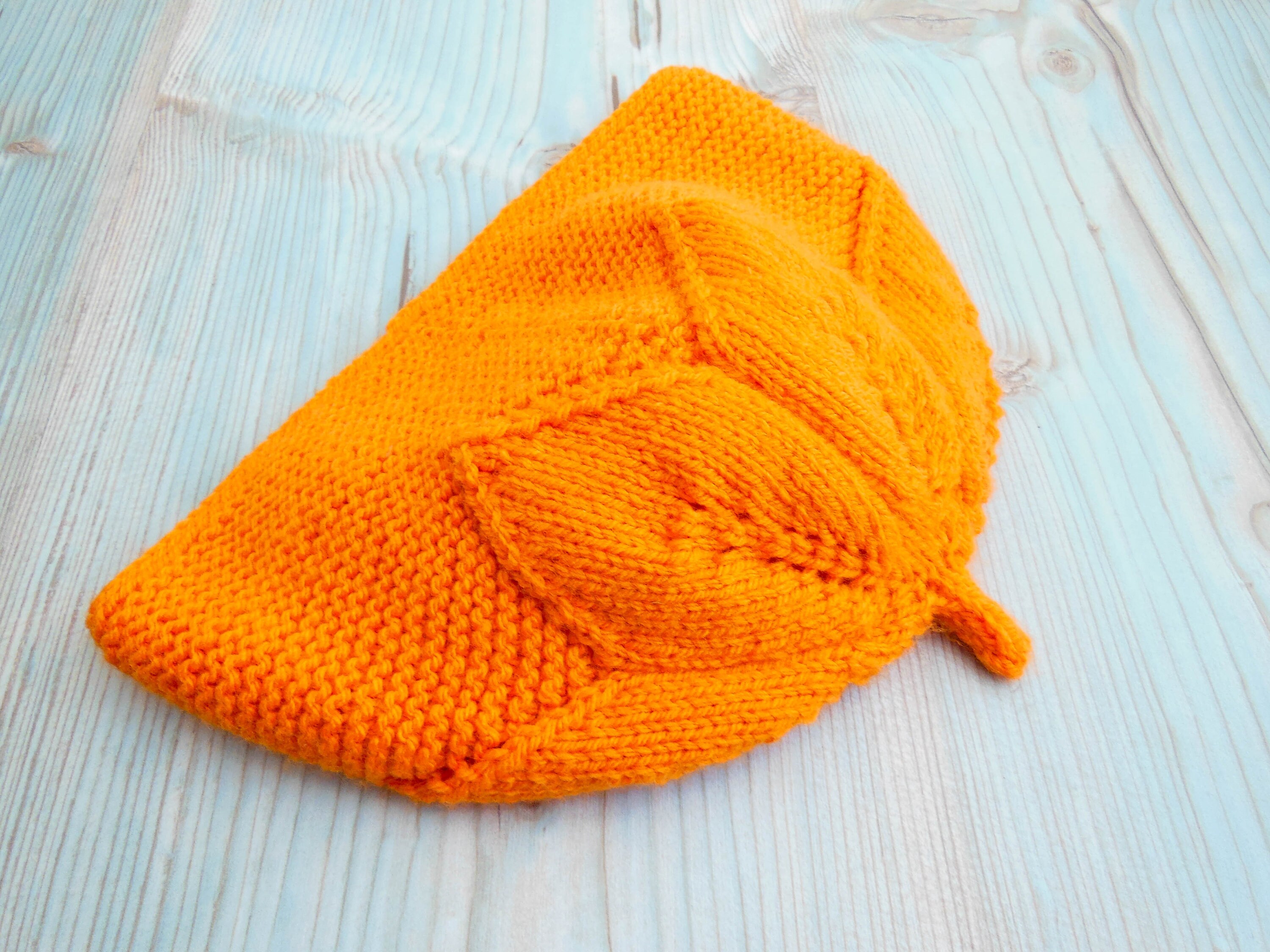 Orange knitted baby hat 36 months / Knitted hat with leaves Etsy