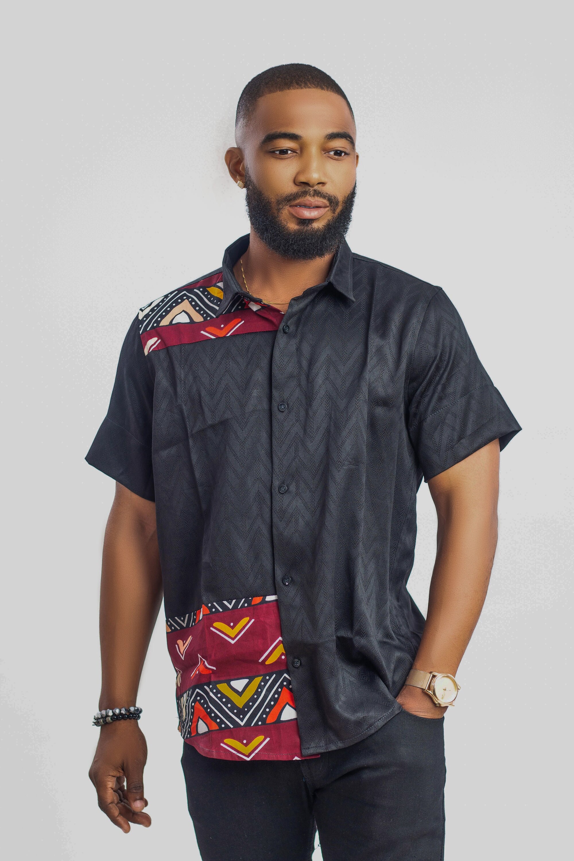 READYMADE♡ AFRICAN SHIRT - TYPE:E African Print Shirt for Men, African Men's Fashion, Casual