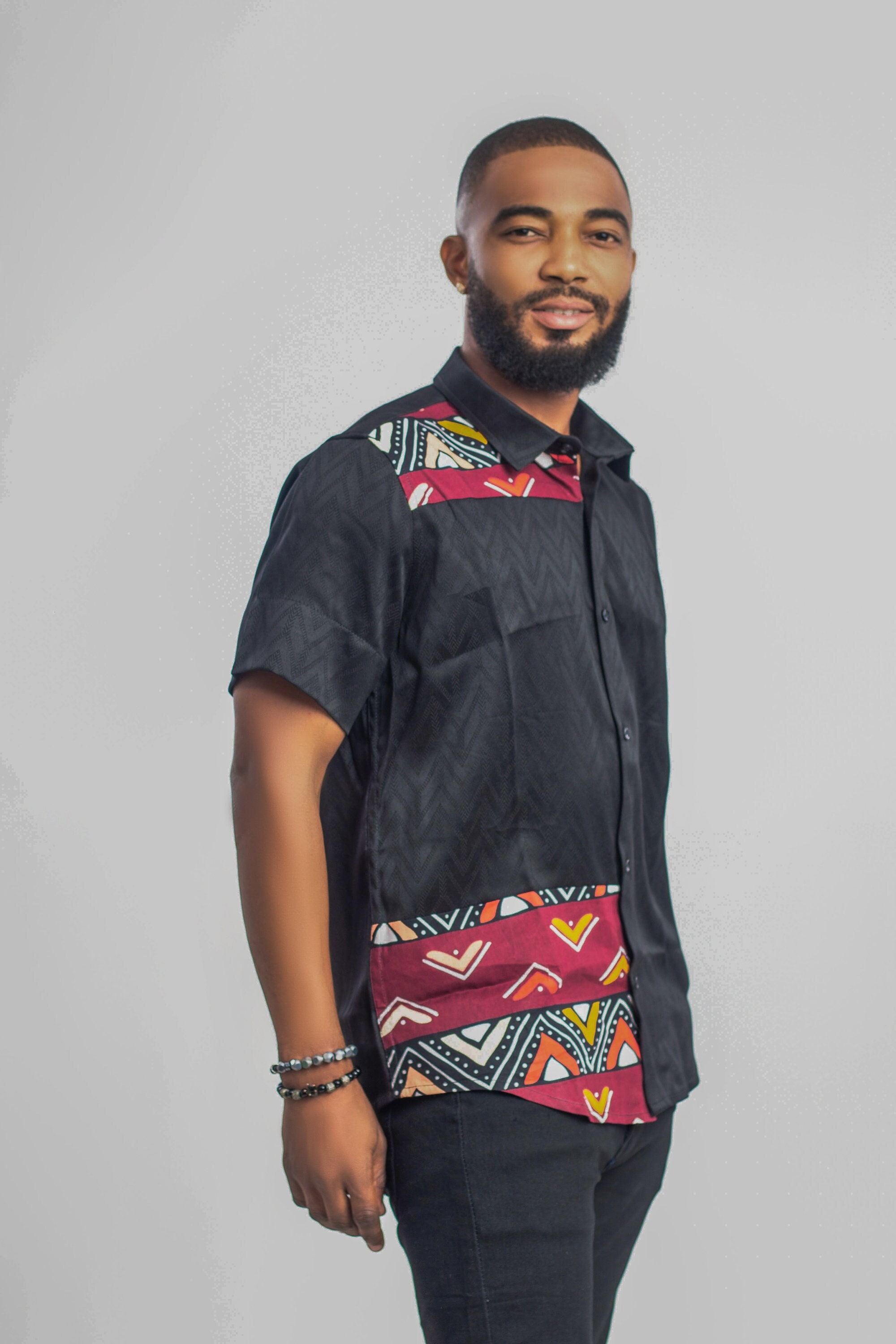 READYMADE♡ AFRICAN SHIRT - TYPE:E African Print Shirt for Men, African Men's Fashion, Casual