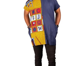 Danshiki Shirt,African print Danshiki,men's clothing, Ankara Shirt -MALIK