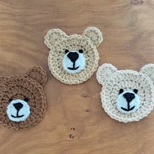 Crochet Teddy Bear Applique Brown, Light Brown or Beige Motif Embellishment Sold Individually