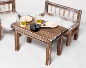 Mini Tisch | Zubehör Wichteltür | Wichtel Zubehör Möbel | Miniatur Möbel 1zu12