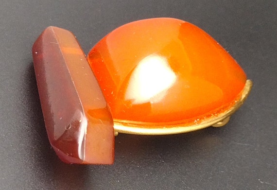 Vintage Soviet honey amber brooch, Baltic Sailboa… - image 8