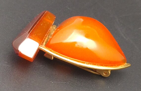 Vintage Soviet honey amber brooch, Baltic Sailboa… - image 7