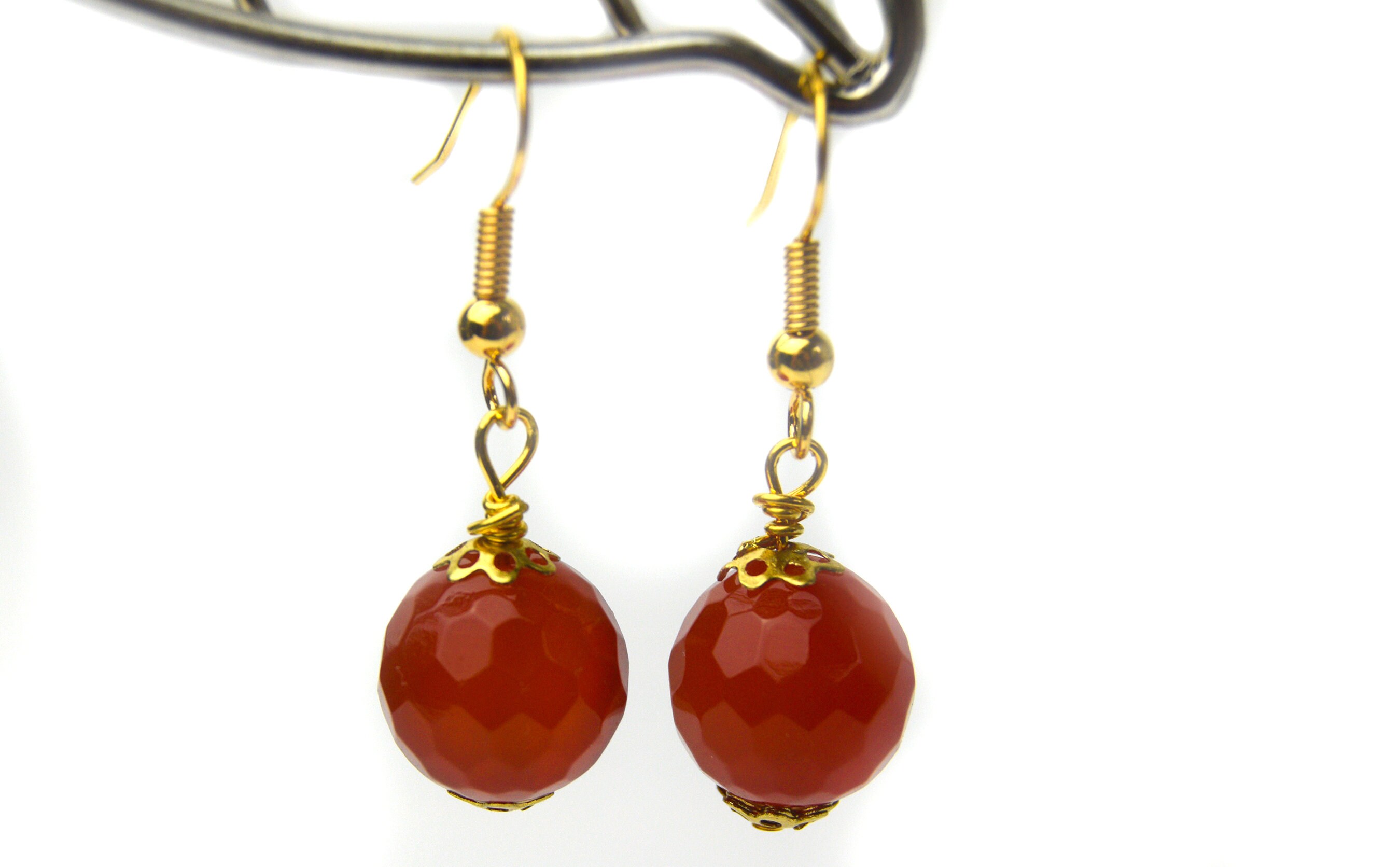 Elegant Carnelian Faceted Drop Earrings Carnelian Semi Etsy