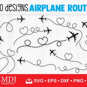 Airplane Route Bundle Svg, Aiplane Svg, Plane Route Svg, Travel Svg, Vacation Trip Svg, Honeymoon Trip Svg, Love Travel Svg, Svg, Dxf, Eps