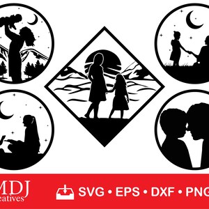 母と子の SVG、カット ファイル、母の日、かわいい SVG カット ファイル