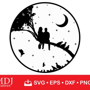 Amor pareja silueta SVG, archivo de corte, pareja silueta SVG, linda pareja SVG archivo de corte, descarga instantánea, svg, dxf, eps, png, jpg