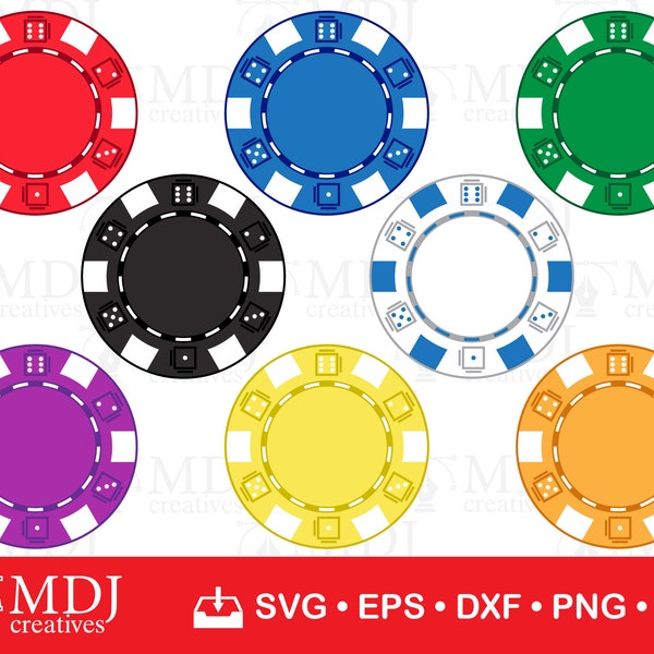 Ficha de póker SVG, Fichas de casino SVG, Ficha de póker SVG, Ficha de póker de colores, Clipart de ficha de póker, Juego de fichas de póker, Archivo de corte de ficha de póker, SVG, DXF, EPS