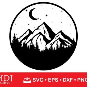 Mountain Silhouette SVG, Nature Silhouette SVG, Camping Logo svg, Camping svg, Adventure svg, Mountain cricut, Forest svg, Nature Logo