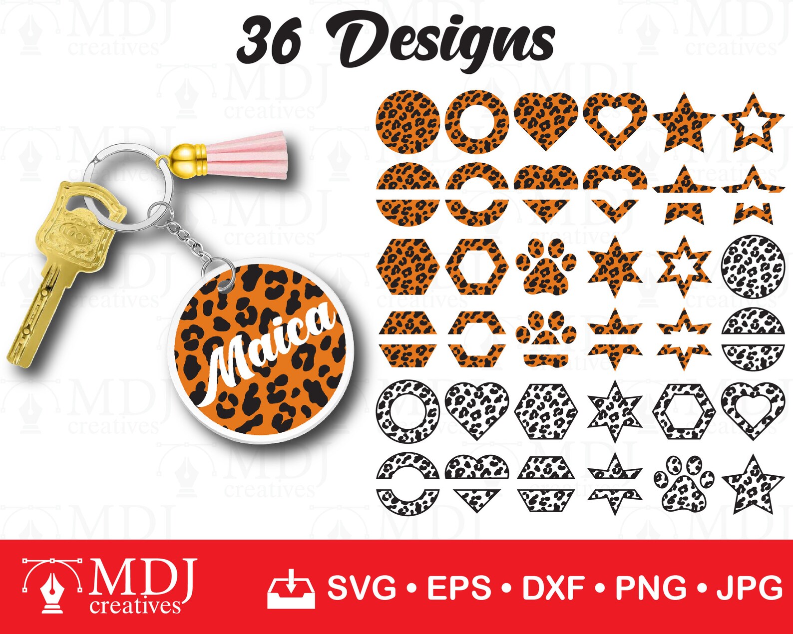 Round Keychain SVG Leopard Keychain Pattern SVG Key Ring Etsy