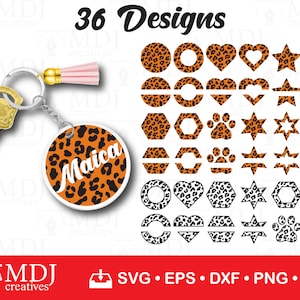 Peut inclure: 36 motifs de formes et de tailles variées avec un motif léopard orange et noir. Les motifs comprennent des cercles, des cœurs, des étoiles, des empreintes de pattes et des hexagones. Les motifs sont parfaits pour créer des porte-clés personnalisés, des ornements ou d'autres objets artisanaux.