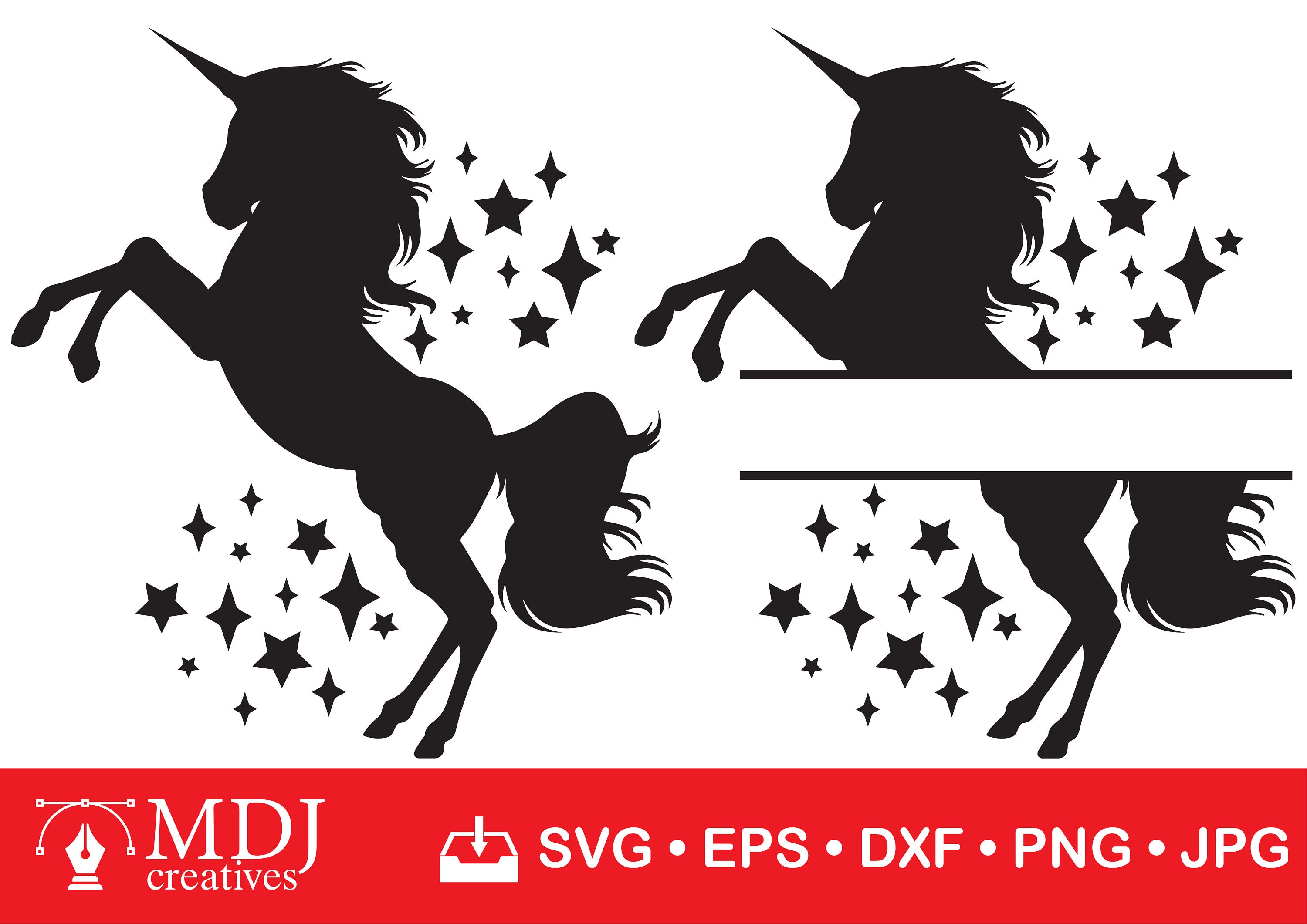 Unicorn Monogram SVG Cut File Unicorn Clip Art Cute | Etsy