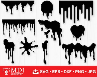 Dripping Borders SVG Bundle: Halloween, Blood, Paint, Chocolate (Digital Download)