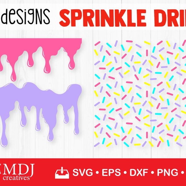 Sprinkle Drip Pattern SVG, Donut Drip svg, Cookie Springkles svg, Confetti svg, Cake, Birthday, Bakery, Svg for Cricut and Silhouette, svg