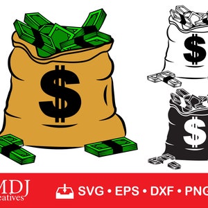 Money Bag SVG, Money Bag Clipart, Cash Bag svg, Bank Bag svg, Bag of Money svg, Money Bag with Dollar Sign, Dollar Bag svg, Cash Bag png image 1