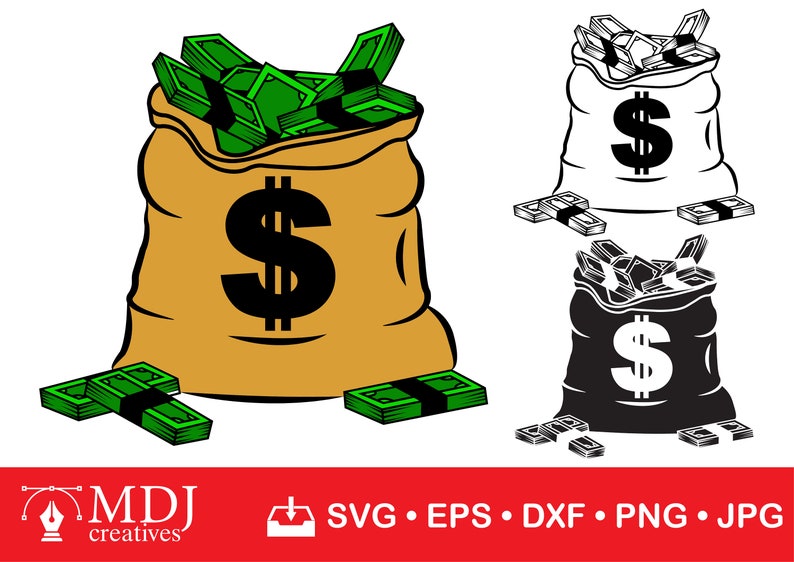 Money Bag SVG, Money Bag Clipart, Cash Bag svg, Bank Bag svg, Bag of Money svg, Money Bag with Dollar Sign, Dollar Bag svg, Cash Bag png image 1