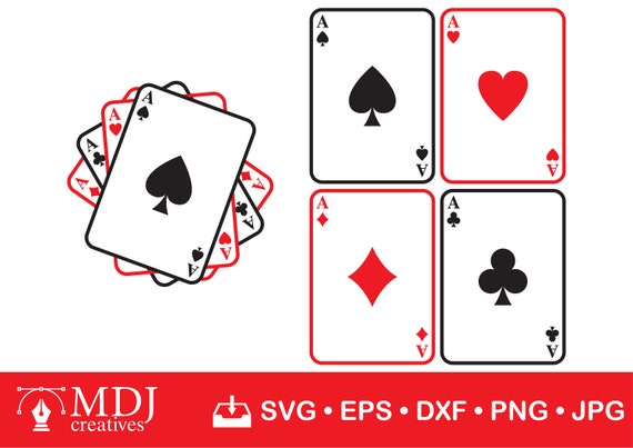 Aces Playing Cards SVG: Spade, Heart, Club, Diamond (digital